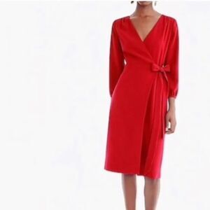 J. Crew | Classic Berry Red True Wrap A-line Midi Dress | Size 6
